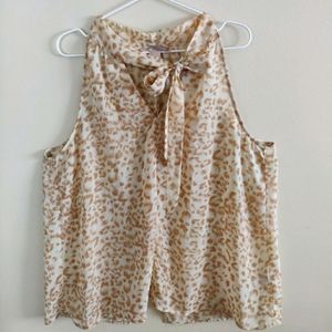 Sleeveless Tie Neck Animal Print top size L